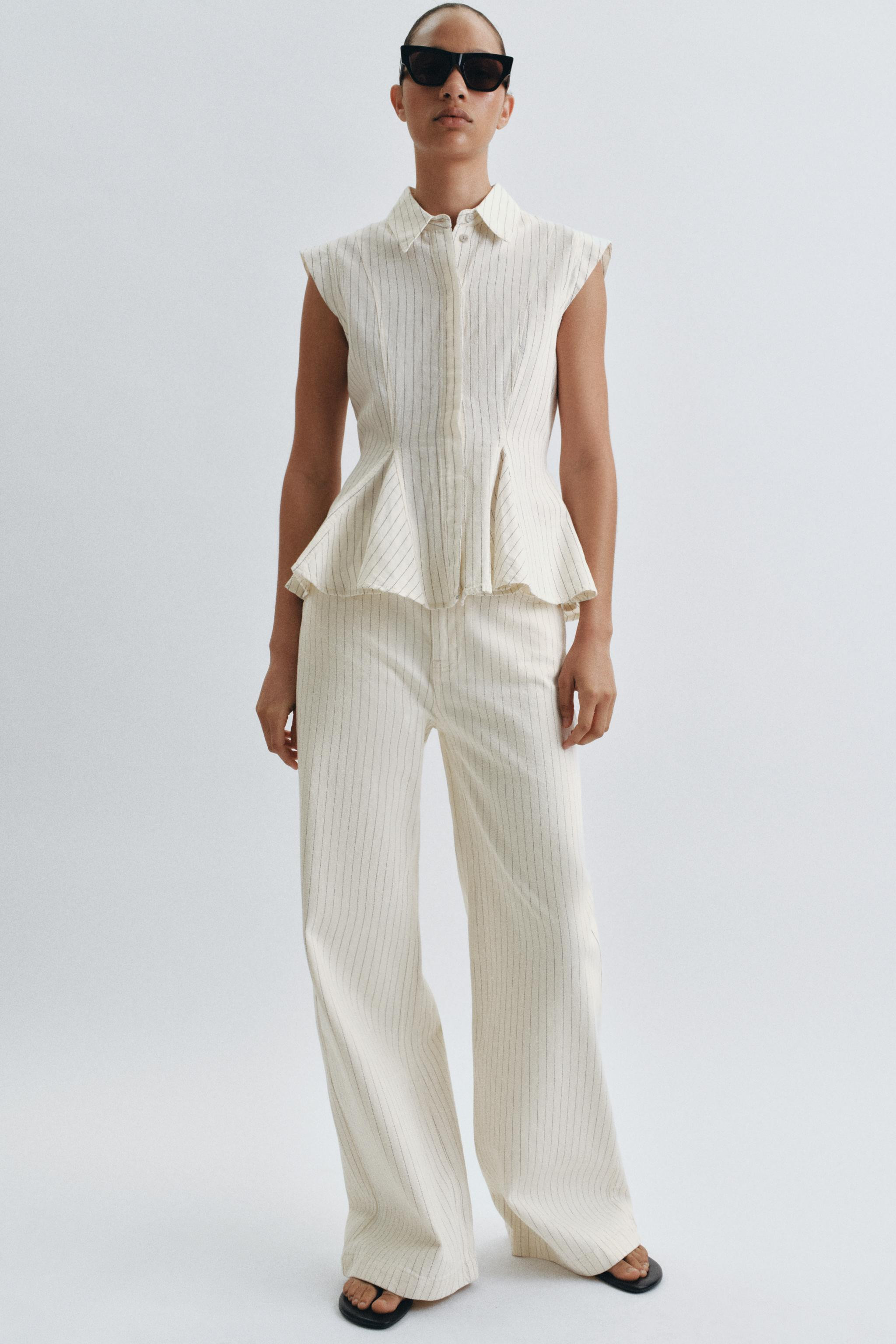 ZW COLLECTION STRIPED PEPLUM SHIRT | Zara Canada