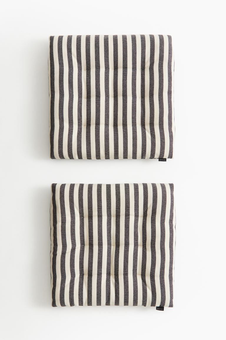 2-pack Outdoor Seat Cushions - Dark gray/striped - Home All | H&M US | H&M (US + CA)