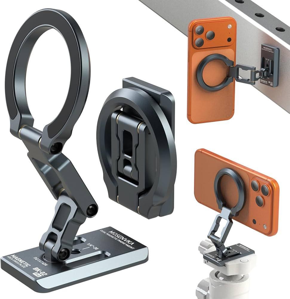 MOSENVKA Dual Magnetic Phone Holder Gym Magnetic Stand,Tripod Phone Mount (1/4'' Hole& ARCA-Swiss... | Amazon (US)