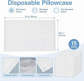Sukh Disposable Pillow Case Covers Standard Size - White Pillow Cases Bulk Set 15 Pack, Pillow Co... | Amazon (US)