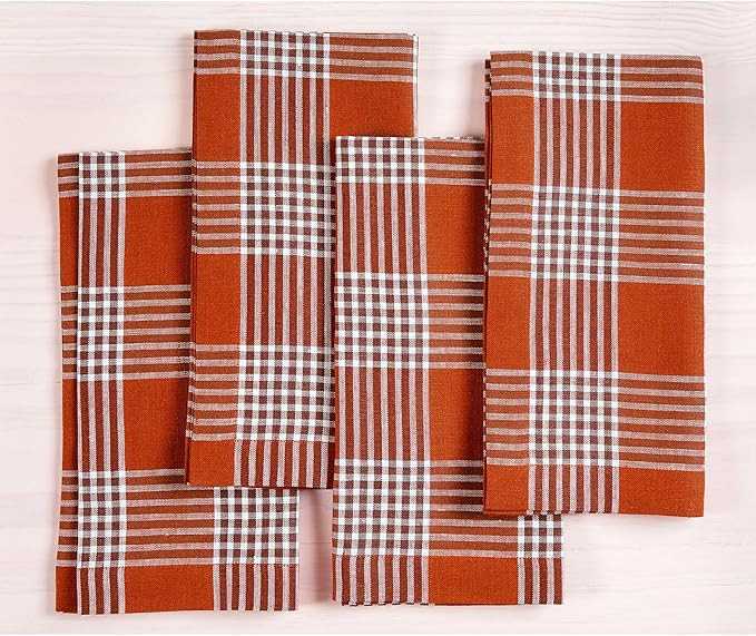 Solino Home Linen Fall Plaid Napkins Set of 4 – 100% Pure Linen Nutmeg Glen Check Napkins 20 x ... | Amazon (US)