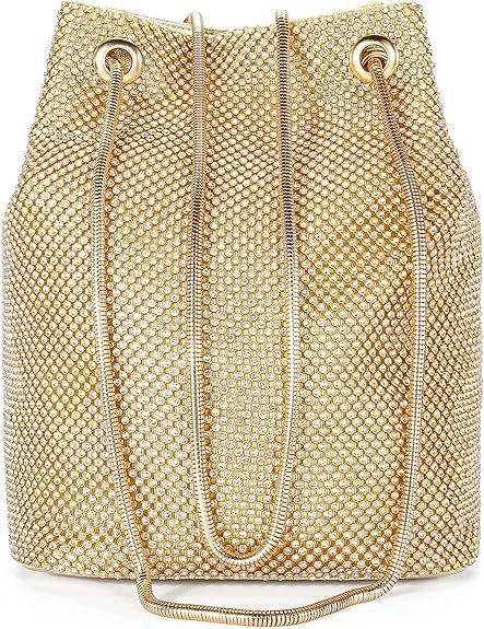 Amazon.com: Rhinestone Evening Party Bags for Women Sparkly Gold Clutch Crystal Bucket Purse Wedd... | Amazon (US)