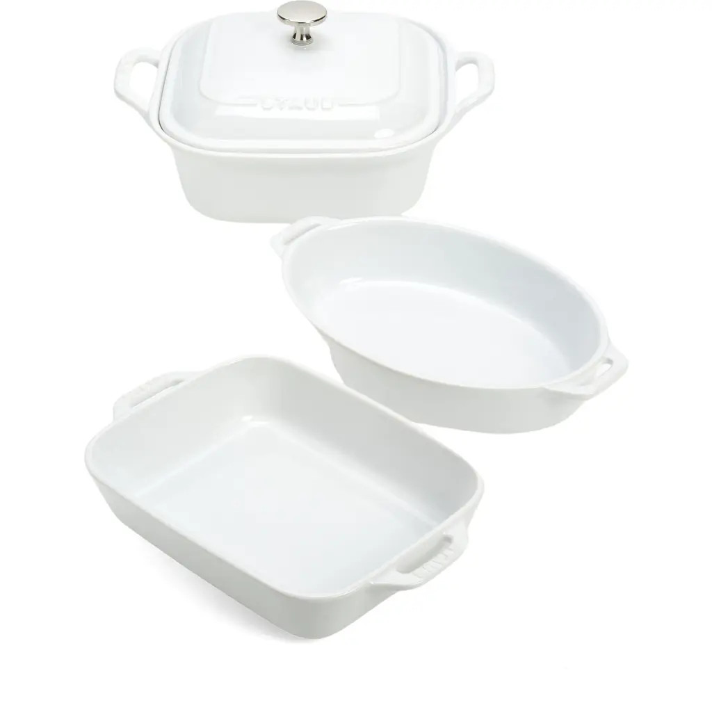 Staub 4-Piece Ceramic Baking Dish Set in White at Nordstrom | Nordstrom
