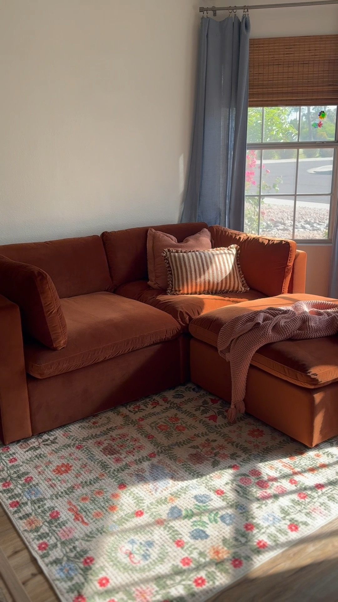 updating this little space into a whimsical seating area for the whole fam. so far we’ve added a new rug, flowy blue linen look curtains, a stunning rust red velvet sofa & will be updating more 🍊

#LTKmomlife #LTKdayinmylife #LTKHome