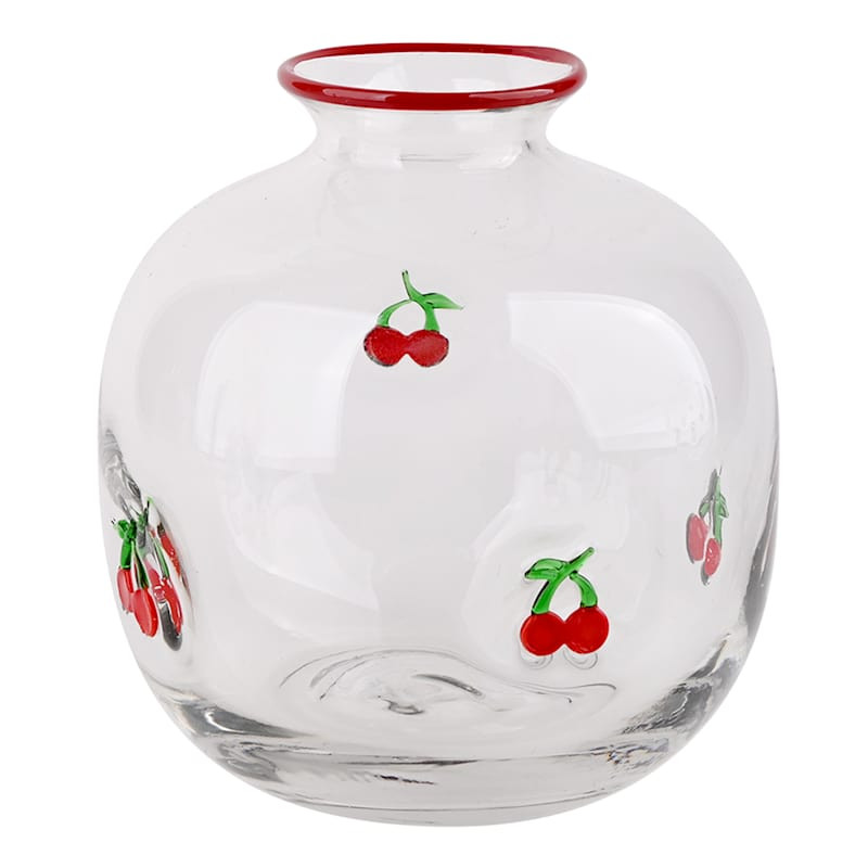 Clear Cherry Icon Glass Vase, 5.5" | At Home