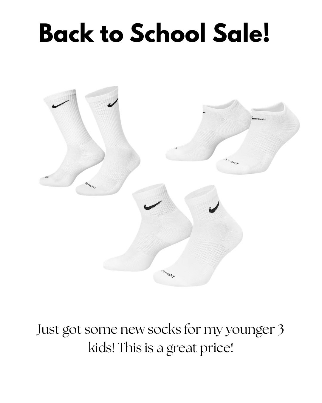We always need socks and these are on sale for Back to school! 

#backtoschool #backtoschoolclothes #kidssocks #nike

#LTKSaleAlert #LTKKids #LTKFamily