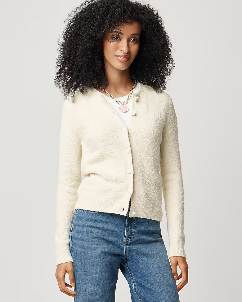 Cotton-blend bouclé cardigan sweater | J.Crew Factory