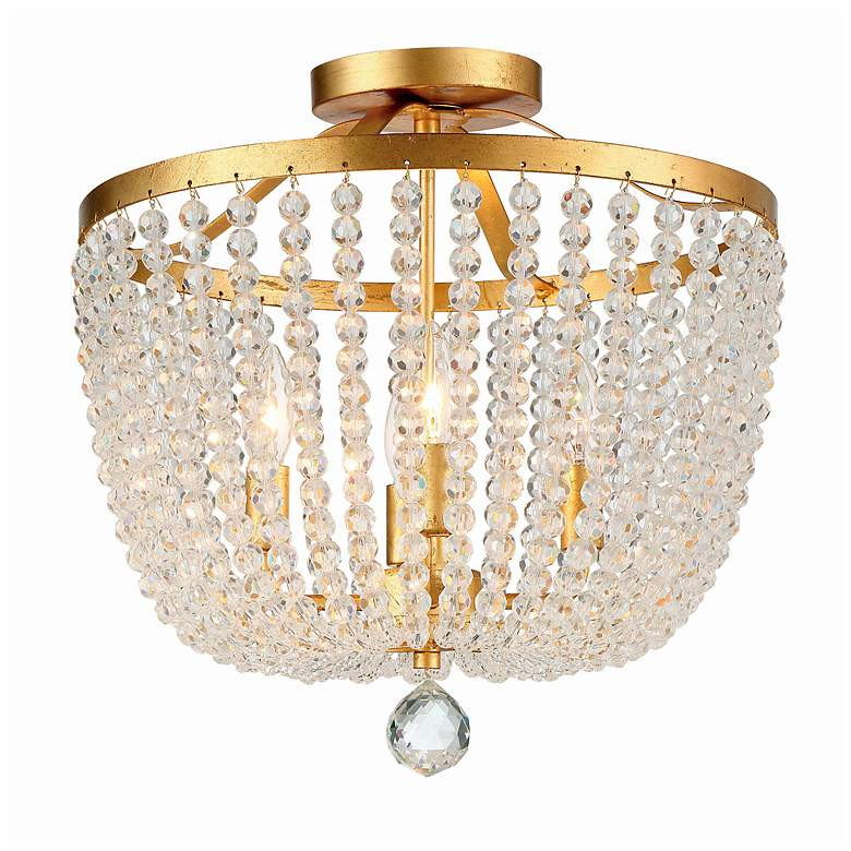Crystorama Rylee 16 1/2"W Antique Gold Glass Ceiling Light | Lamps Plus