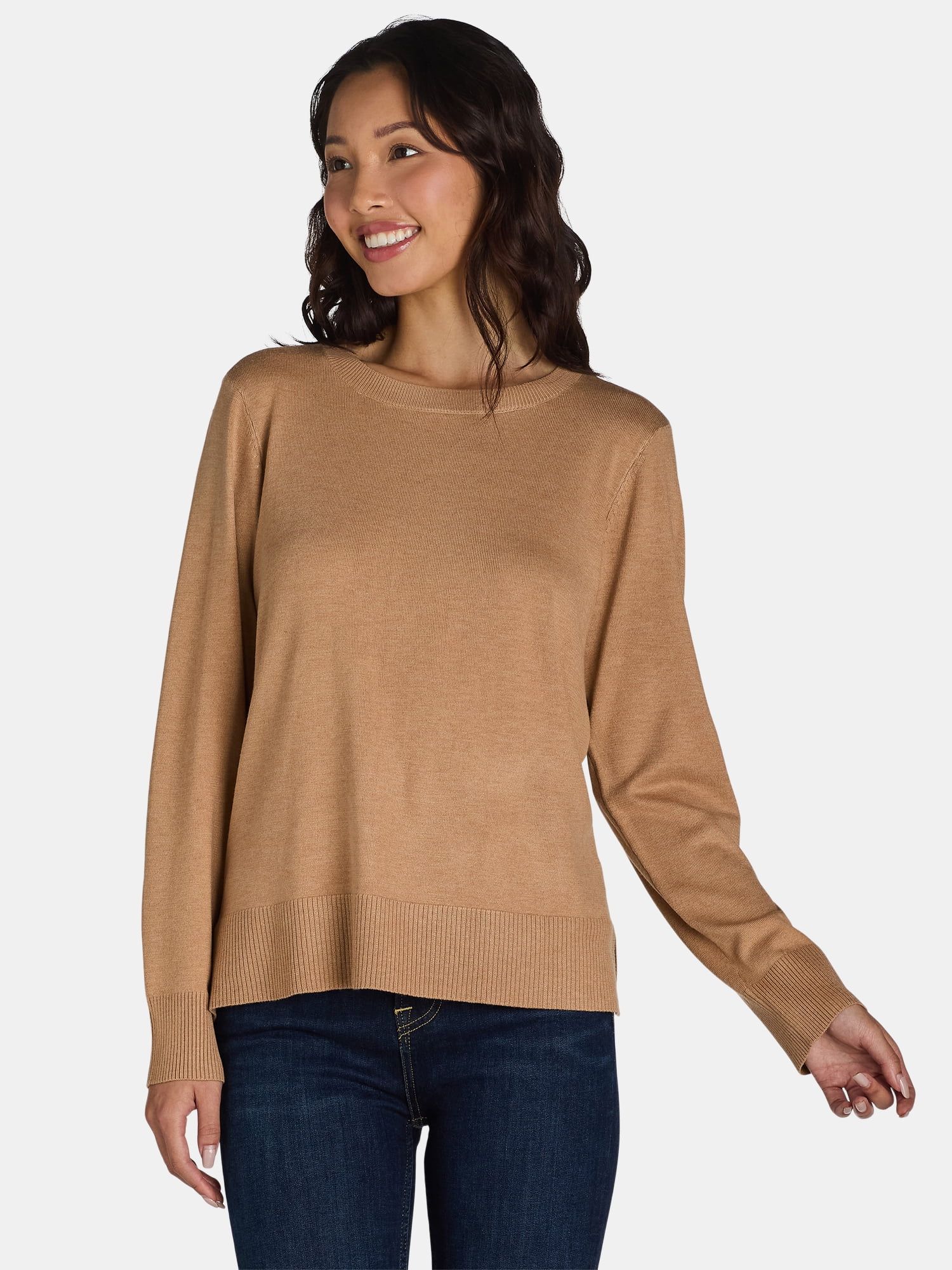 Time and Tru Women's and Women’s Plus Crewneck Sweater, Lightweight, Sizes XS-XXXL | Walmart (US)