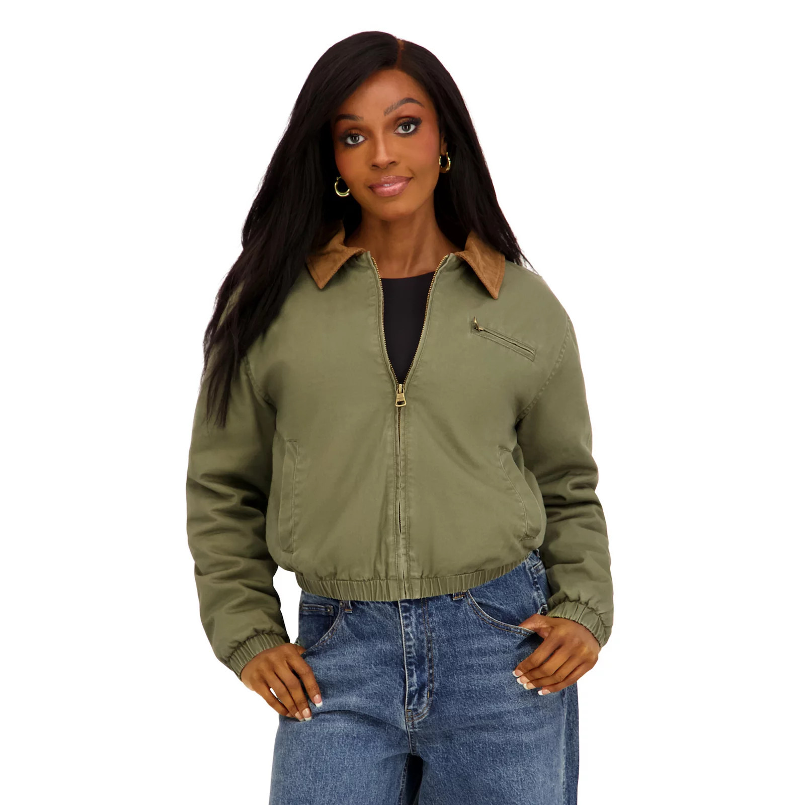 Juniors' madden girl Cropped Cotton Barn Jacket, Women's, Size: XS, Green | Kohl's