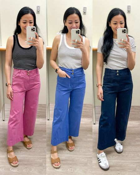 Size XS tops
Size 4 pants
Wedge heels are true to size 
Sized down 1/2 in sneakers

Kohls fashion
Kohls spring fashion
Lauren Conrad Wide leg pants 