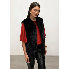 Colete Iódice Alongado Pelo Sintetico Preto P | OffPremium (BR)