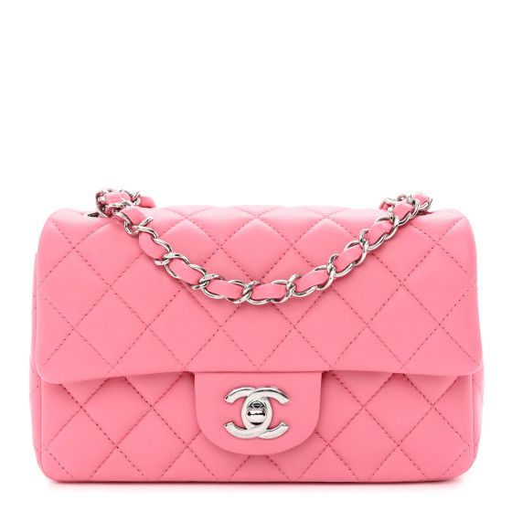 CHANEL Lambskin Quilted Mini Rectangular Flap Pink | FASHIONPHILE (US)