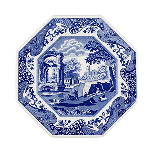 Spode Blue Italian Octagonal Platter | Serving Tray for Meats, Cheeses, and Desserts | Measures 24.2 cm | Dishwasher Safe | Made in England (Blue/White) | Amazon (US)