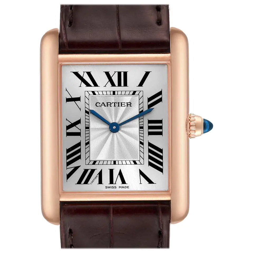 Cartier Tank Louis Rose Gold Mechanical Mens Watch WGTA0011 Box Card | 1stDibs