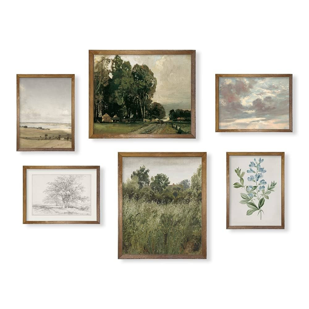 Amazon.com: Vintage Boho Farmhouse Wall Art - Neutral Green Wall Print for Bathroom Kitchen Bedro... | Amazon (US)