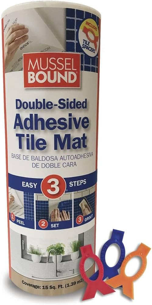 MusselBound® Adhesive Tile Mat with Spacers - Easy, Mess-Free Wall Tile Installation for Backspl... | Amazon (US)
