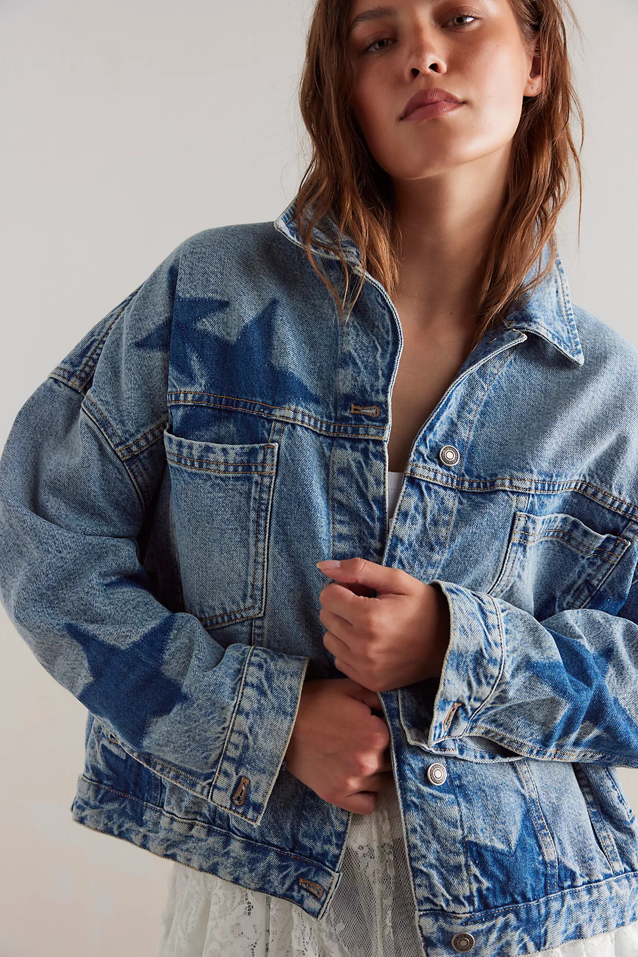 We The Free Opal Swing Denim Stars Jacket | Free People (Global - UK&FR Excluded)