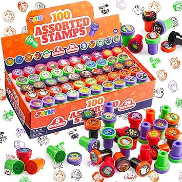 JOYIN 100 Pieces Halloween Assorted Stampers Kids Self-Ink Stamps (25 Designs, 5 Colors Trick or ... | Amazon (US)