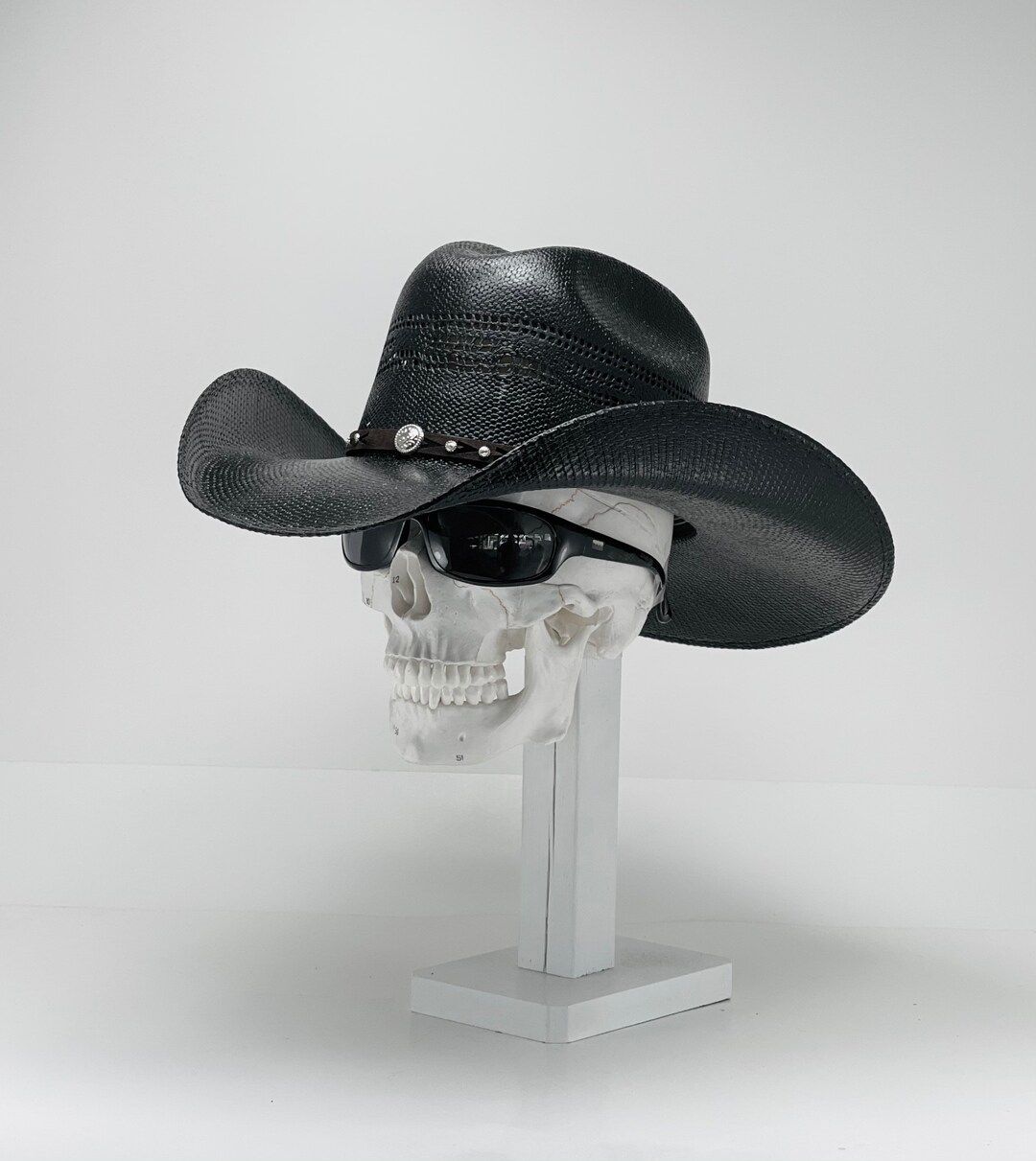 Bullhide Black Cowboy Straw Hat, Brim Size 4 Inches, Handmade in Mex. With an Elastic Sweat Banda... | Etsy (US)