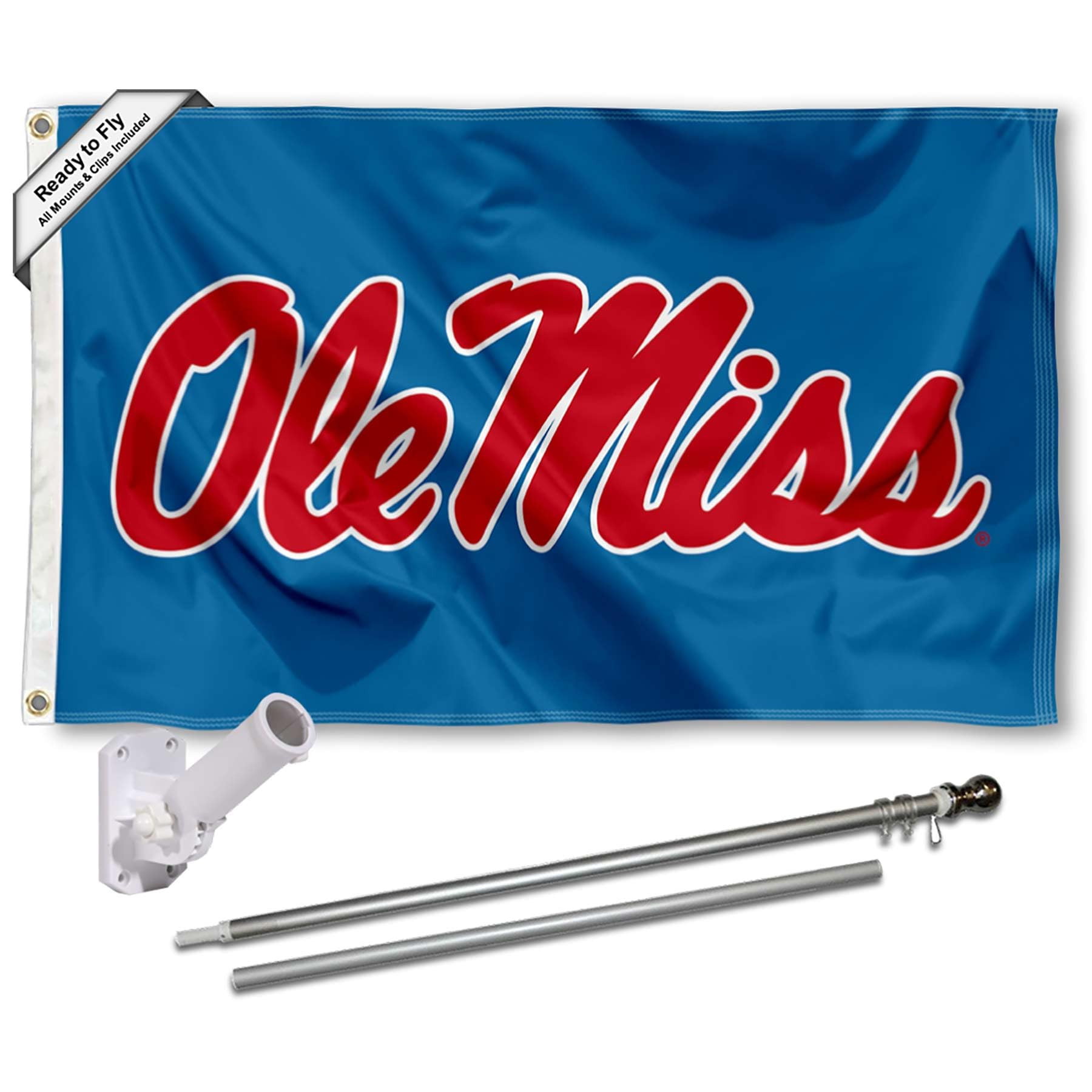Ole Miss Powder Blue Flag with Pole and Bracket Complete Set | Amazon (US)
