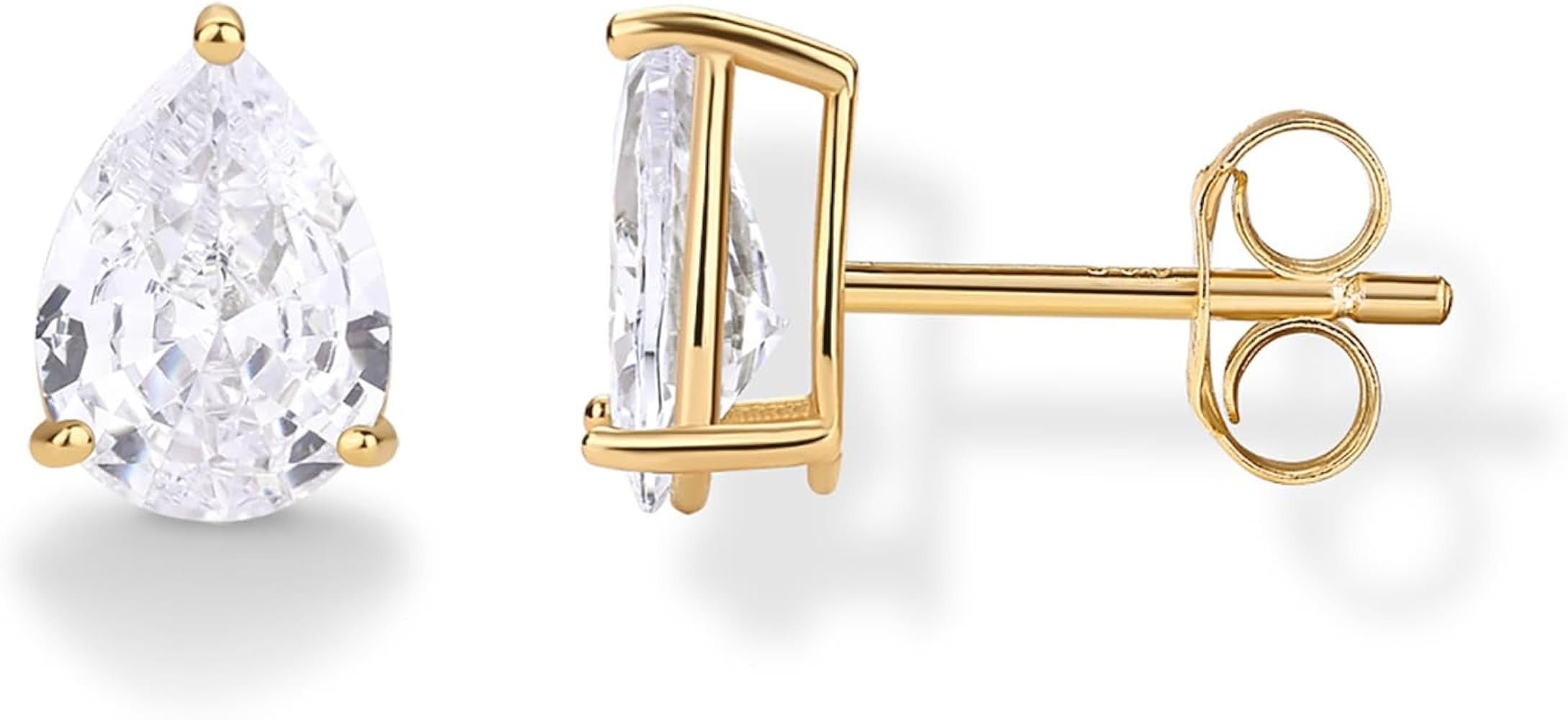 PAVOI 14K Gold Plated 925 Sterling Silver Cubic Zirconia Stud Earrings for Women - Simulated Diam... | Amazon (US)