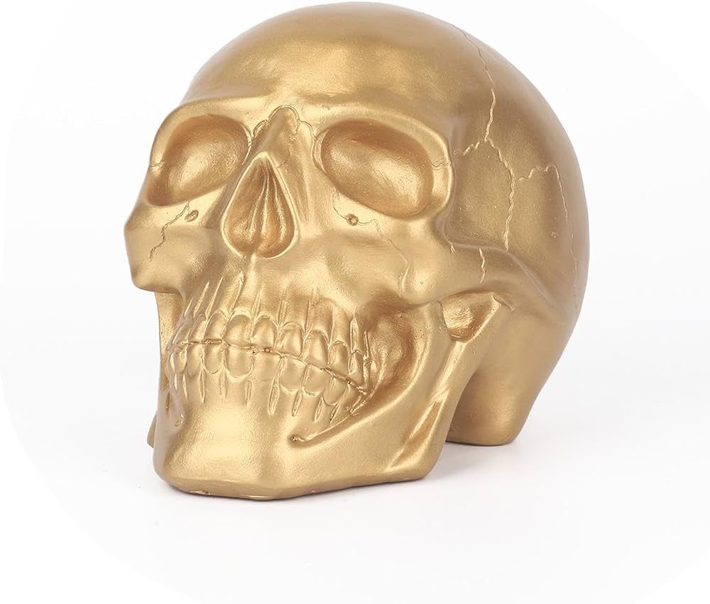 DN DECONATION Gold Skull Decor, Decorative Skull for Halloween Parties Decor, Resin Skull Head De... | Amazon (US)