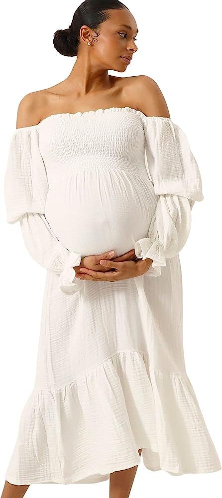 NOTHING FITS BUT Women’s Classic Nursing Cotton Yuki Dress, Muslin Yuki Maternity Gown, Casual ... | Amazon (US)