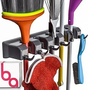 Amazon.com: Berry Ave Broom Holder & Wall Mount Garden Tool Organizer- Kitchen, Closet, Garage & ... | Amazon (US)