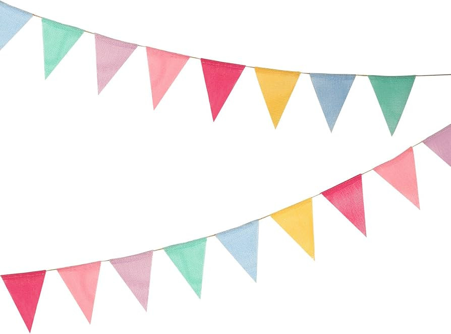 12 Multicolor Flags Imitated Burlap Bunting Banner Pastel Rainbow Decor Fabric Triangle Flag for ... | Amazon (US)