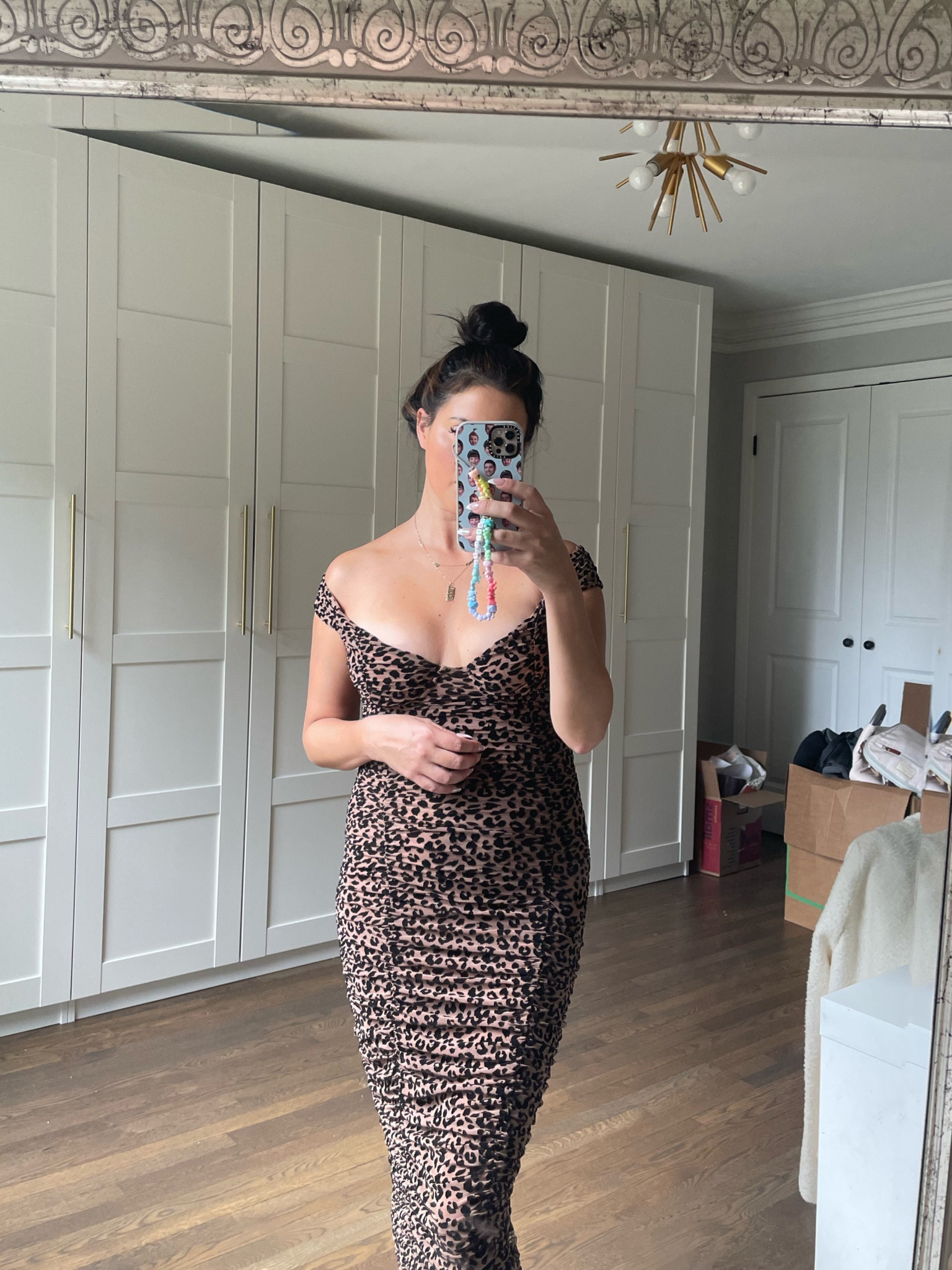 majorelle tabitha midi dress MAJORELLE Tabitha Midi Dress in Tan Leopard