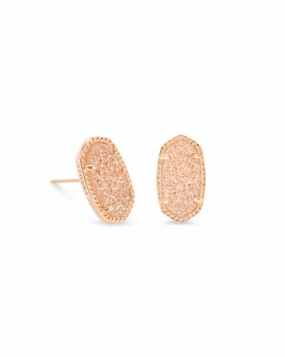 Ellie Rose Gold Stud Earrings in Sand Drusy | Kendra Scott