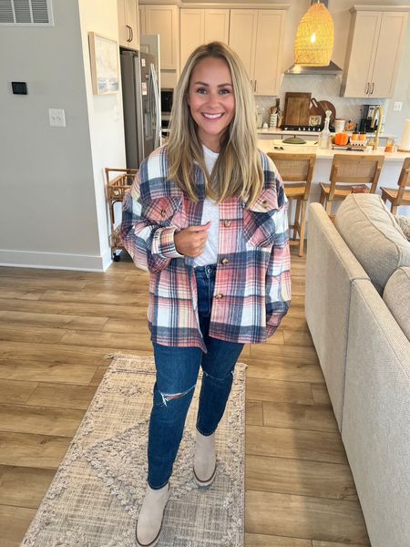 Pink plaid shacket from Pink Lily is a no brainer for your fall wardrobe it’s part of the #LTKsale and it’s 30% off!! 
#midsizefashion #LTKfallsale #shacket #plaid #fallfashion 