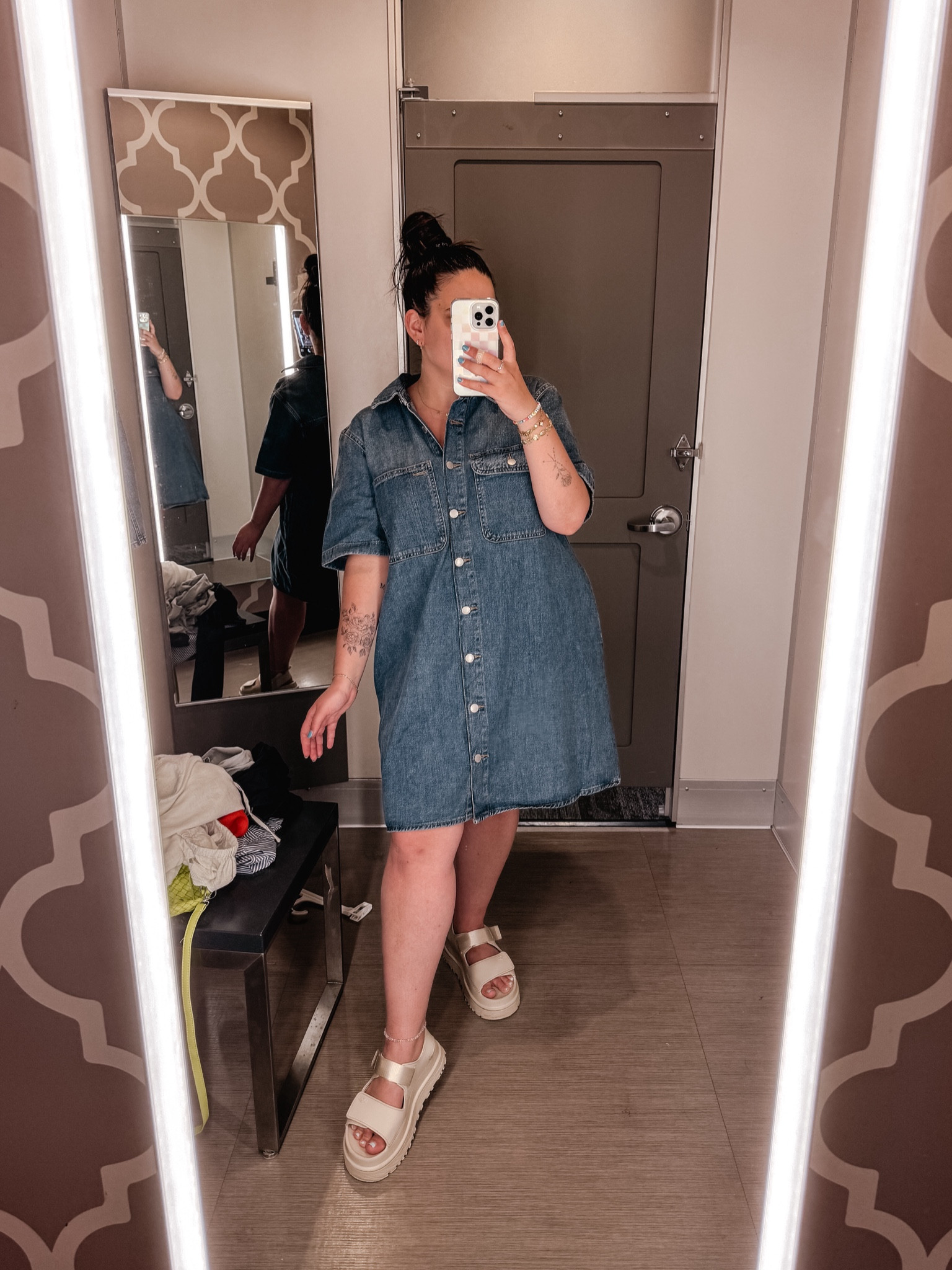 Can never go wrong with a denim dress 💙
Wearing a large but could size down to a medium

#LTKFindsUnder50 #LTKMidsize #LTKSummerSales