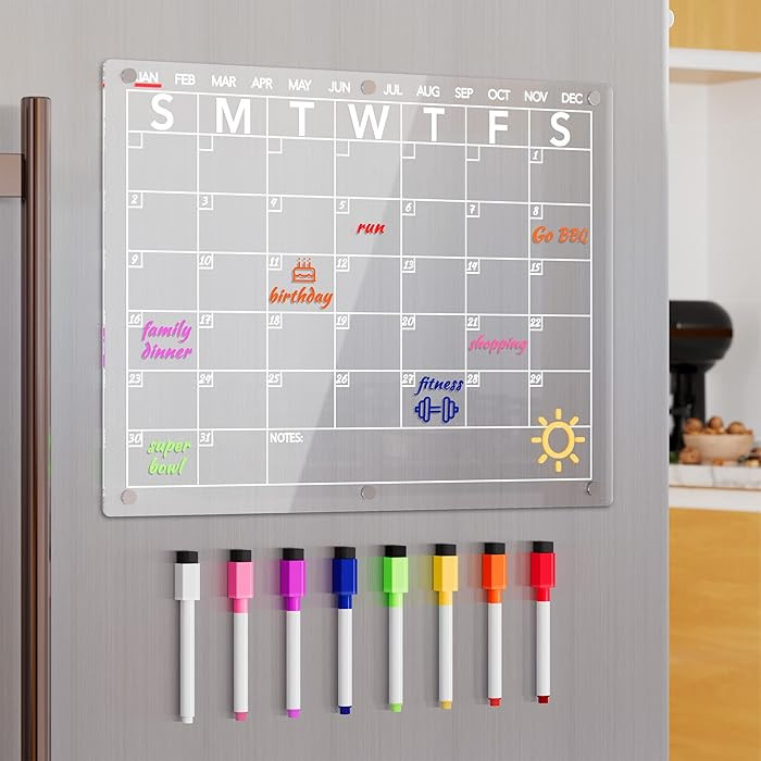 Neatsure Acrylic Magnetic Dry Erase Board Calendar for Fridge, Clear Monthly Planner Whiteboard f... | Amazon (US)