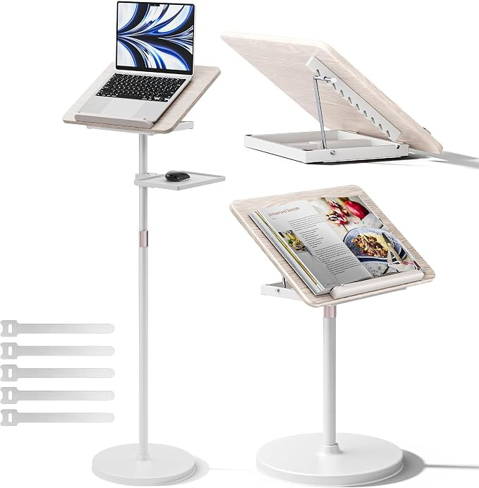 2-in-1 Floor & Desk Book Stand, Adjustable Height 23.5-52", Multi-Use Reading/Music/Laptop Stand ... | Amazon (US)