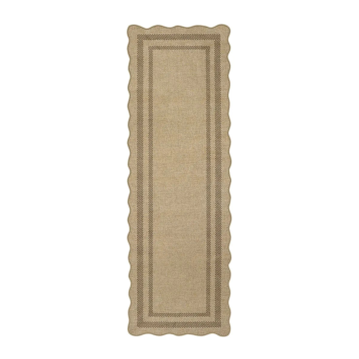 Linoe Washable Layered Wavy Oatmeal Easy Jute Rug | Lahome