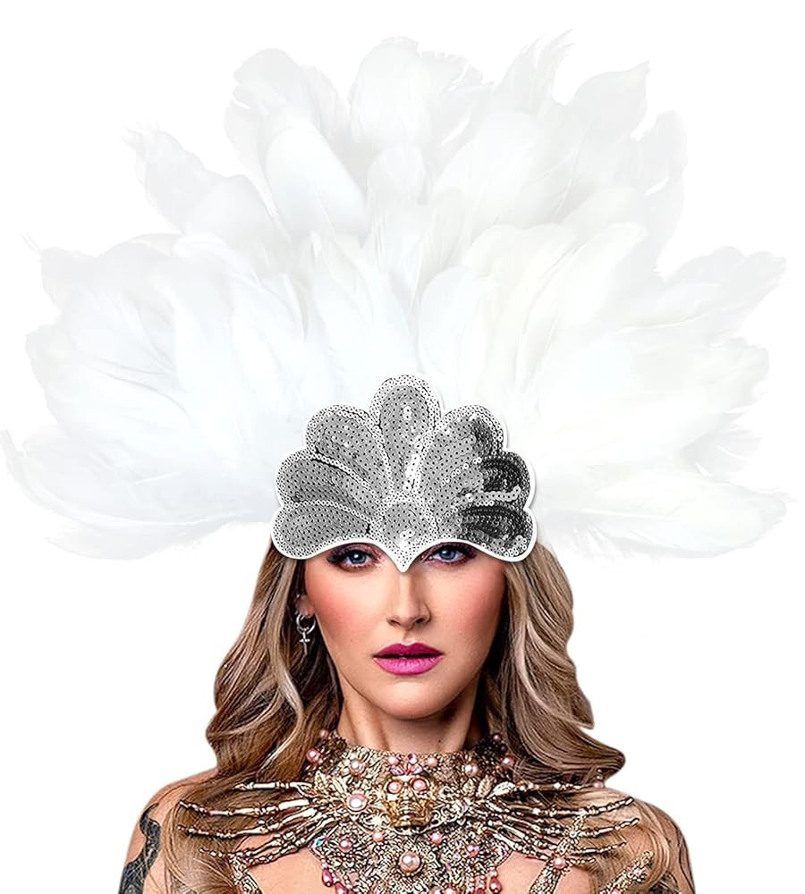HOMELEX Women's Black Feather Headpiece Carnival Caribbean Headdress Showgirl Accessories | Amazon (US)