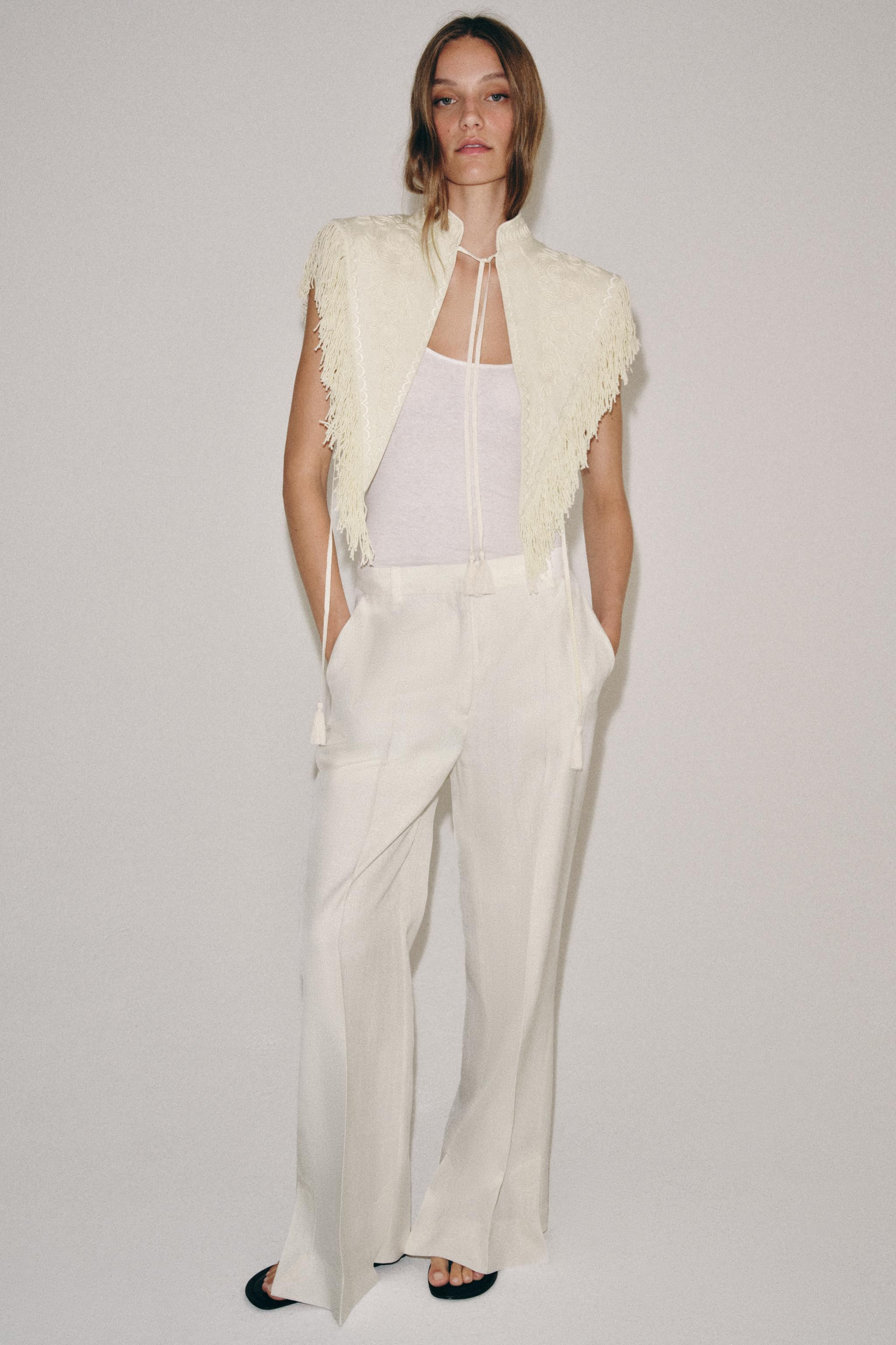ZW COLLECTION FRINGED EMBROIDERED VEST | Zara US