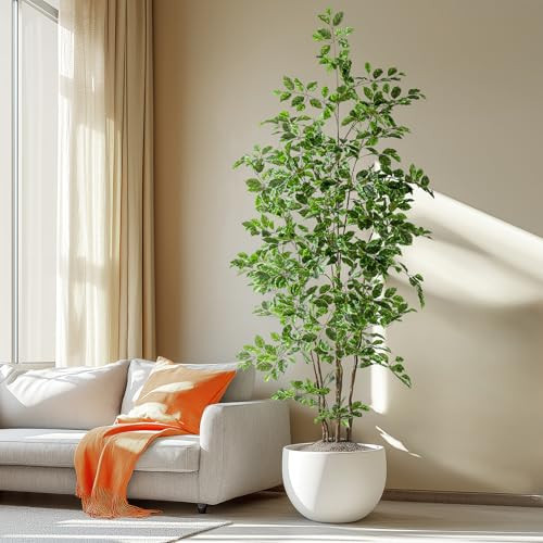 Bailikang Artificial Ficus Tree Indoor 7ft, Large Potted Faux Tree with Realistic Silk Leaves & Trunk for Home Office, Living Room Corner Decor | Amazon (US)