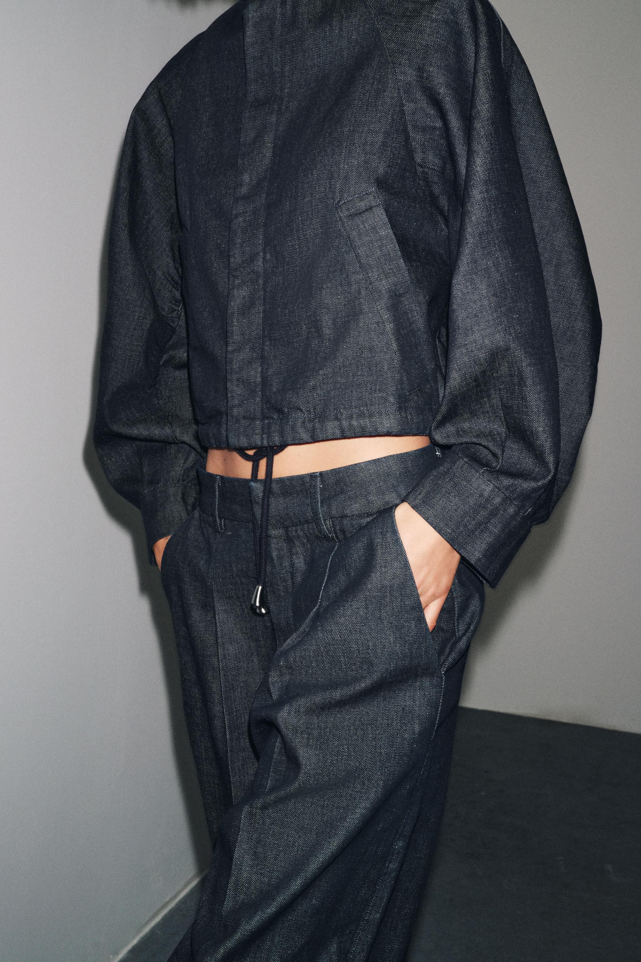 ZW COLLECTION DENIM PUFFER BOMBER JACKET | Zara US