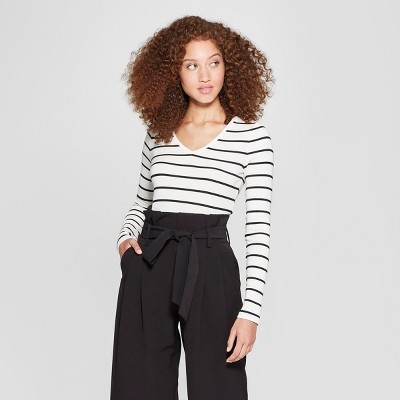 Women's Striped Fitted Long Sleeve T-Shirt - A New Day™ | Target