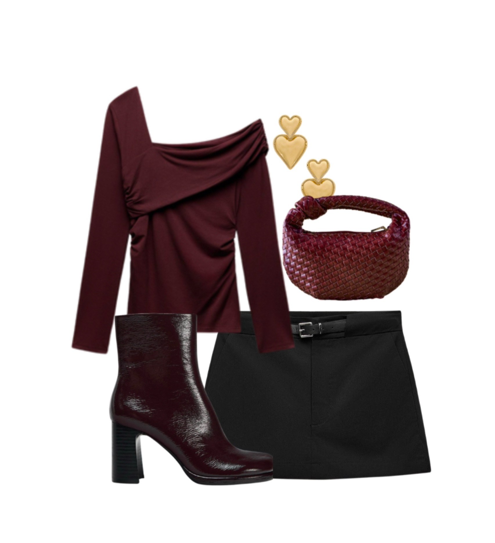 Burgundy drinks with the girls outfit ❤️‍🔥 

Zara top skort 
Bottega bag dupe 
Ankle boots heart earrings 

#LTKuk #LTKdatenight #LTKeurope