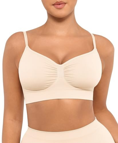 FeelinGirl Bras for Women No Underwire Stretchy Lift Lightly Lined T-Shirt Bra Beige Small | Amazon (US)