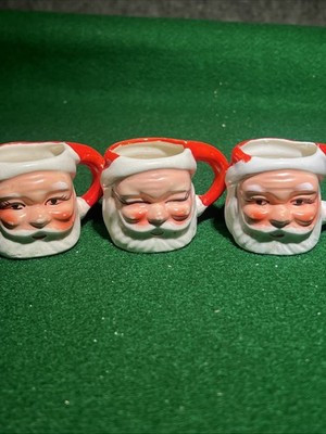 Vintage Set Of 3 Winking & Jolly Santa Claus Face Christmas Mugs  - Japan | eBay US