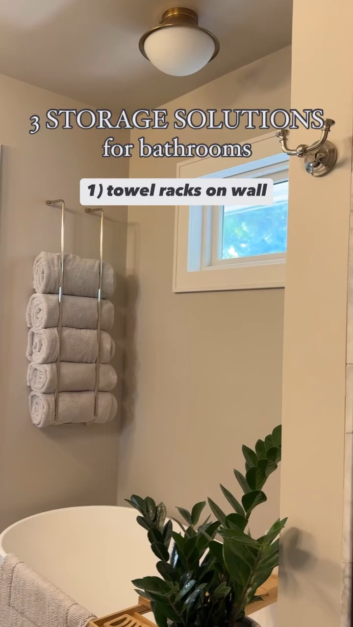 3 easy storage solutions for bathrooms! 

Our 6.5x9’ primary bathroom is not exactly overflowing with storage space so I had to get creative. Built in medicine cabinets add SO much storage space. A simple basket stores TP rolls under the vanity (could also definitely sit on the toilet tank). And I LOVE this awesome towel rack I found, made by @duttonbrown, a MN company! (Not able to be tagged on LTK)

Other things we use not pictured here- lots of baskets organizing things inside our vanity, a lazy Susan for hair products, and a toothbrush holder for makeup brushes and tubes of makeup inside my medicine cabinet. 

What do you do for storage in your bathrooms? 

Comment SHOP for a link to these & similar items! 

#bathroomrenovation #bathroomdesign #storageideas #storagesolutions #organizationideas #organized #bathroominspiration #bathroomdecor #bathroomremodel #primarybathroom #smallbathroomdesign #smallbathroomideas #storagehacks