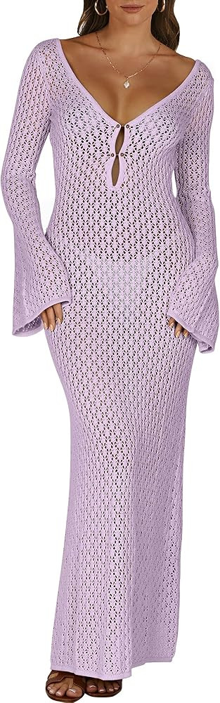 ANRABESS Women Swimsuit Swim Crochet Cover Up Knit Bathing Suit Swimwear 2026 Summer Bodycon Beac... | Amazon (US)