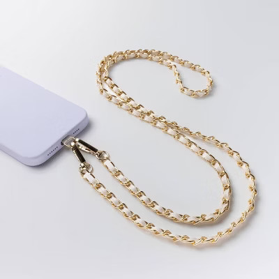 Hello Lux Phone Crossbody Strap - Golden Chain with Beige Faux Leather | Target