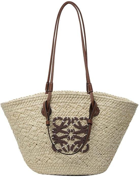 Strohtasche, handgewebt, Strandtasche, Damen, Weiß, 51 x 28 x 19 cm | Amazon (DE)