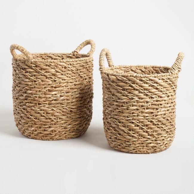 Natural Zigzag Hyacinth Camille Tote Basket | World Market